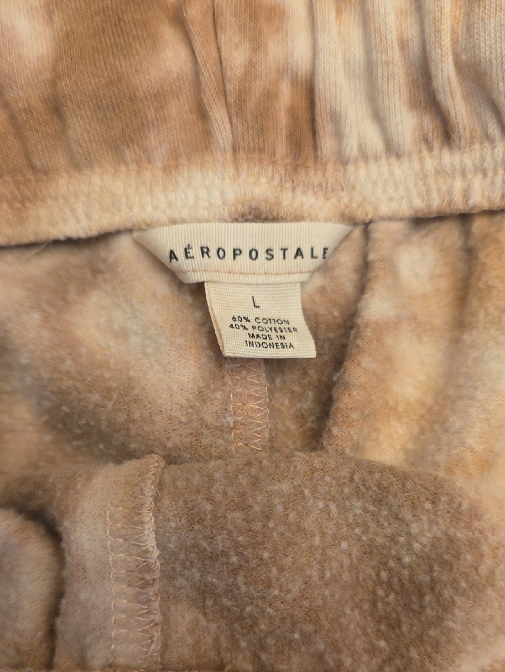 Aéropostale Cozy Fleece Pullover Sweat Pants - Beige Tie-Dye